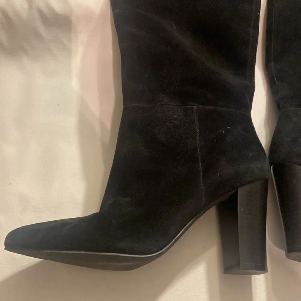 Treasure & Bond Black Pointed Toe Suede Below Knee High 6.5 - Picture 4 of 10